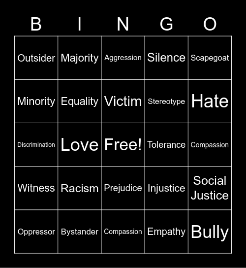 Social Justice Bingo! Bingo Card