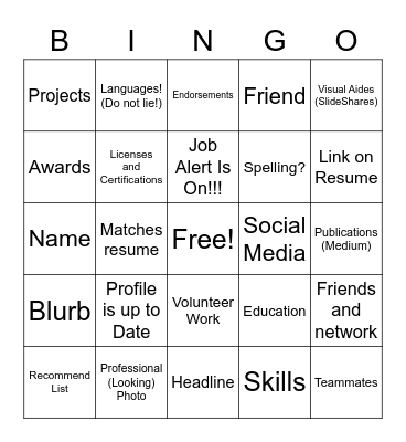 LinkedIn Bingo Card