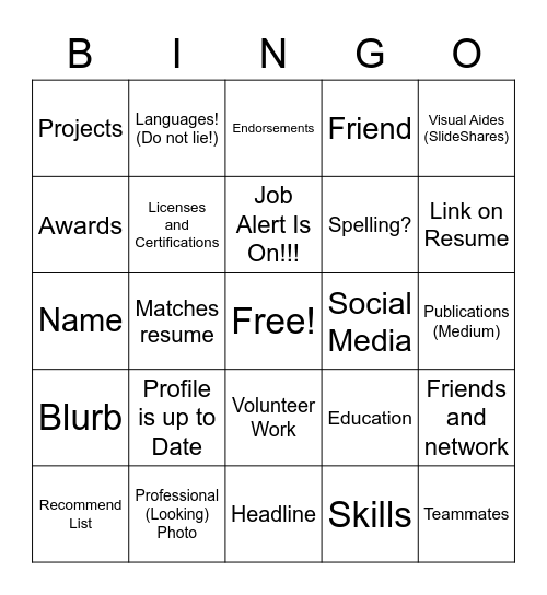 LinkedIn Bingo Card