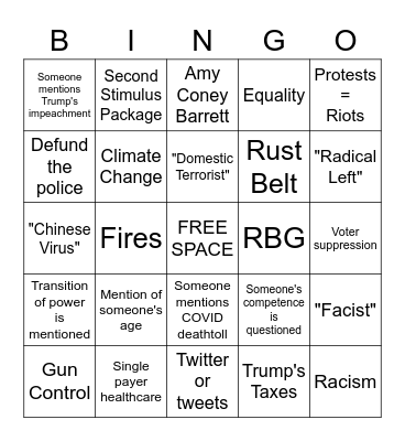 Debate Bingo Card