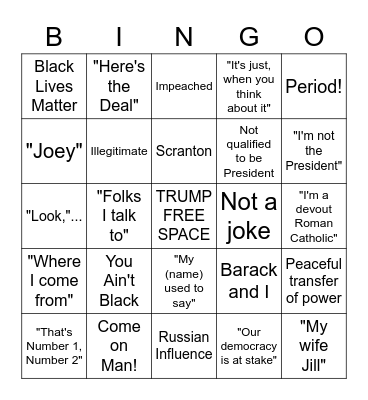Joseph Biden, Former VP of the United States Bingo Card