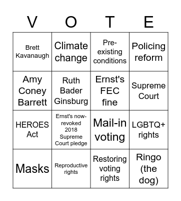 NextGen Iowa | 1st Senate Debate Bingo! Bingo Card