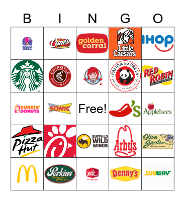 Wyoming Trip- Restaurant bingo Card