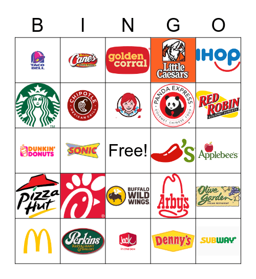 Wyoming Trip- Restaurant bingo Card