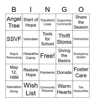 Doing The Most Good Bingo Card