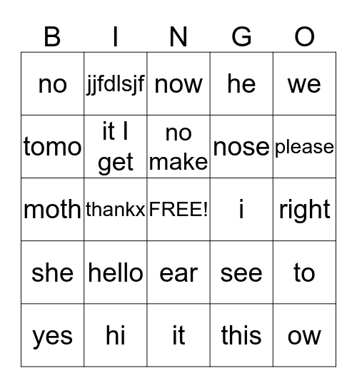 PERSON BINGO Card