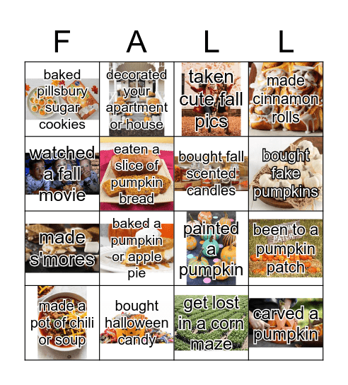 AOII Sisterhood Fall Bingo Card