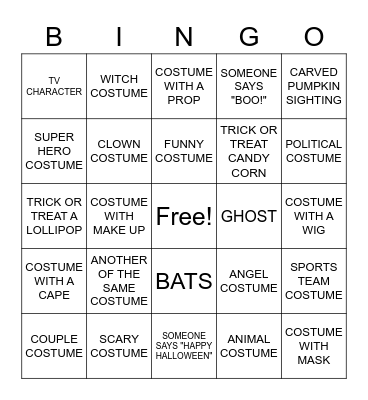 HALLOWEEN BINGO! Bingo Card