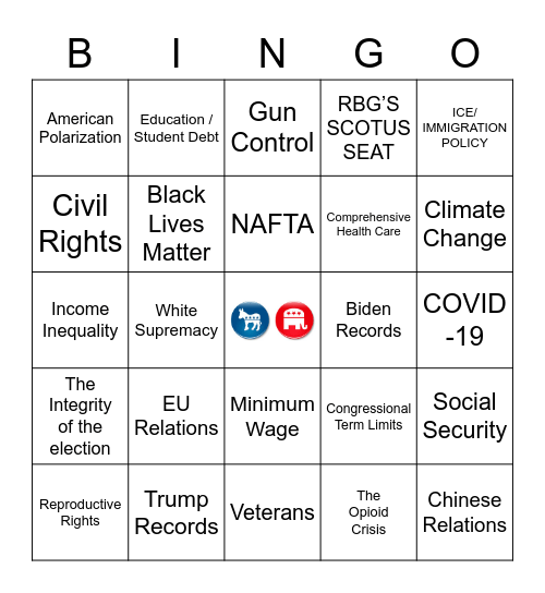 Debate Bingo 123 Bingo Card