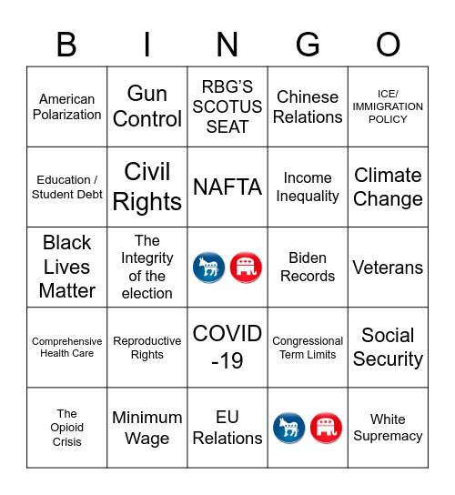 Debate Bingo 123 Bingo Card