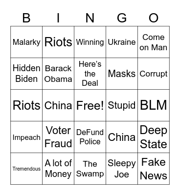 Debate Bingo Card