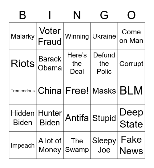 Debate Bingo Card