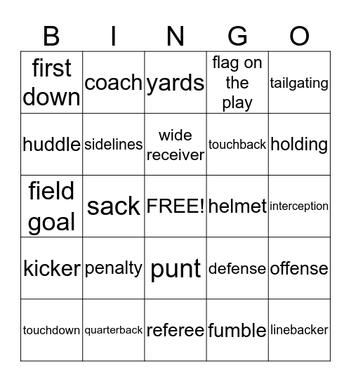 Football Bingo Card