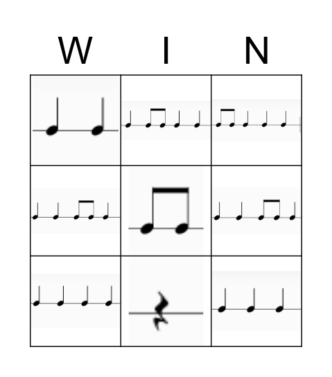 Rhythm Bingo/Win Bingo Card