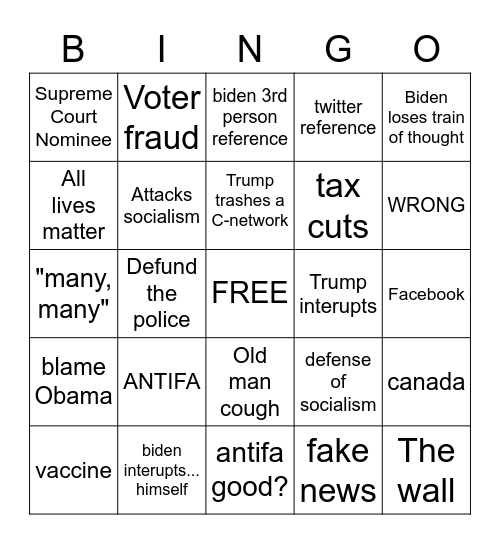 Presidential Debate! Bingo Card