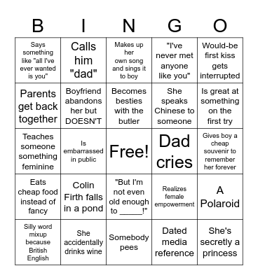 What A Girl Wants Bingo Card