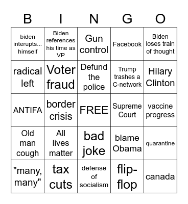 Presidential Debate! Bingo Card