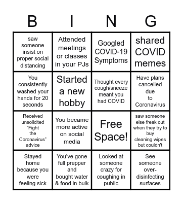 COVID-19 Bingo Card