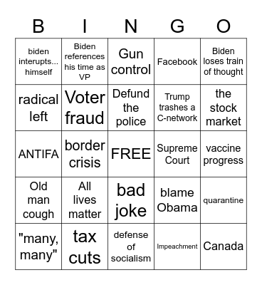 Presidential Debate! Bingo Card