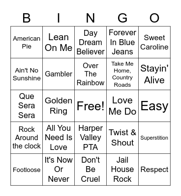 Music Bingo Card