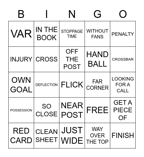 D & M SOCCER FUN & FRUSTRATION Bingo Card