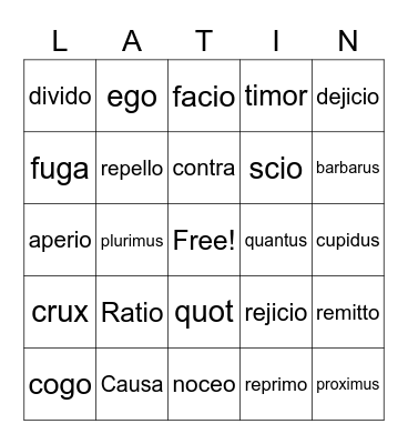 We Love Latin! Bingo Card