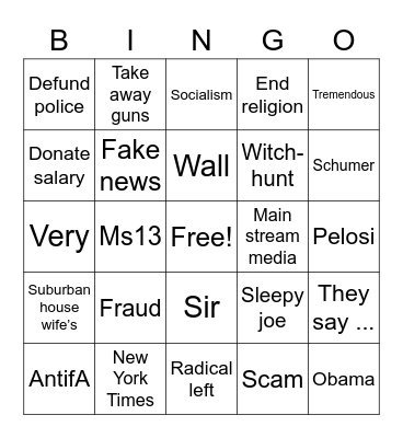 Trump Bingo Card