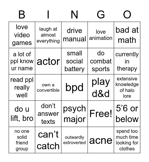 ely bingo Card