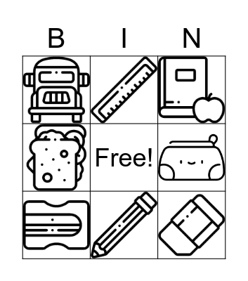 School objects Bingo Card