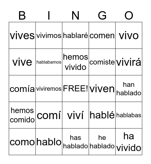 25 Forms Bingo Card