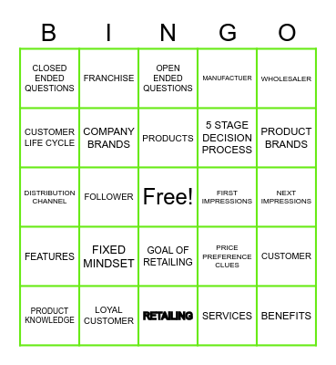 Customer Service Review Bingo Card