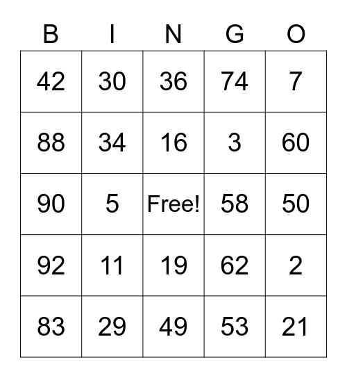 Changing States and Temperature Bingo Card