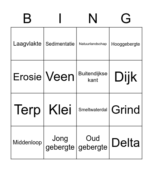 Bingo Landschappen Bingo Card