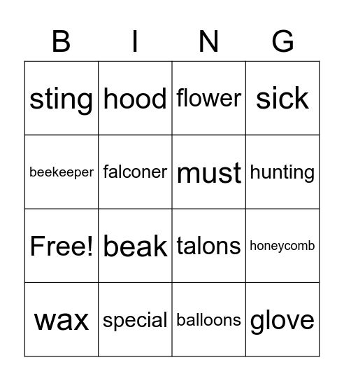 Gr 6 Lesson 2C / 2D Vocabulary Bingo Card