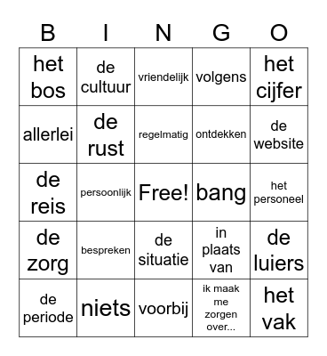 woorden NT2 Bingo Card