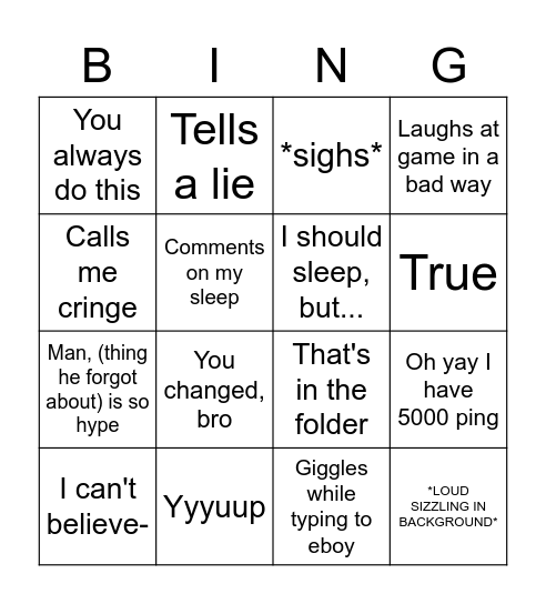 Jace Bingo Card