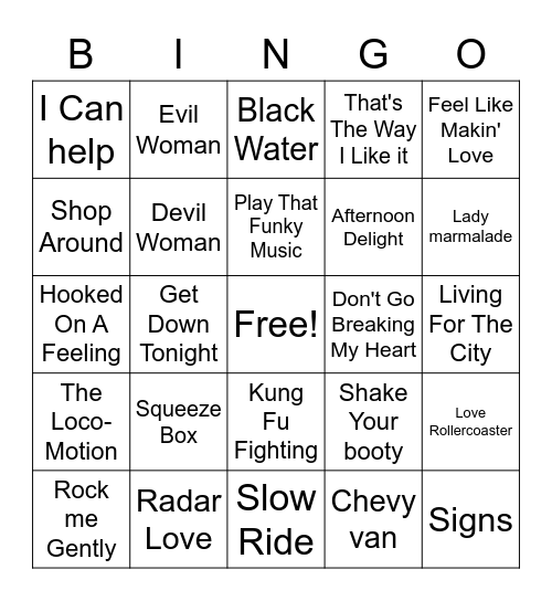 70's Random #1 Bingo Card