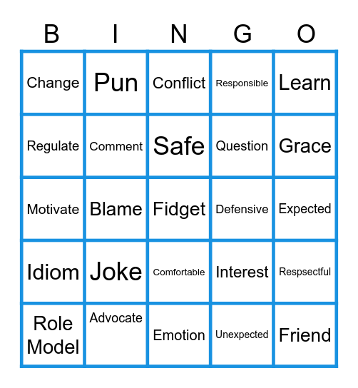 Word of the Week Bingo Card