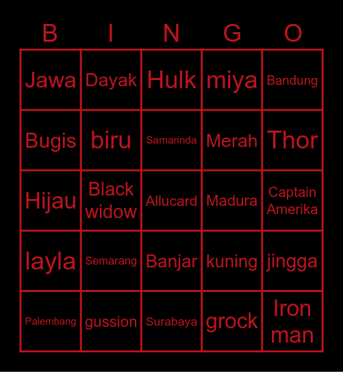 Janu Bingo Card
