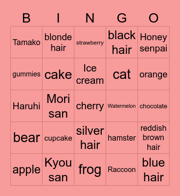 kwoneunbean's board Bingo Card