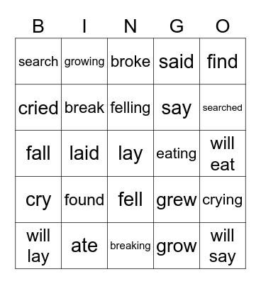 Past Present Future Bingo Card