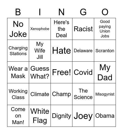 Biden Bingo Card