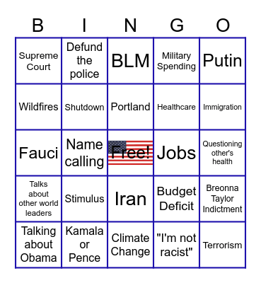 Debate Bingo Card