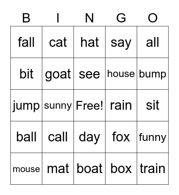 Dr. Seuss Rhyming BINGO Card