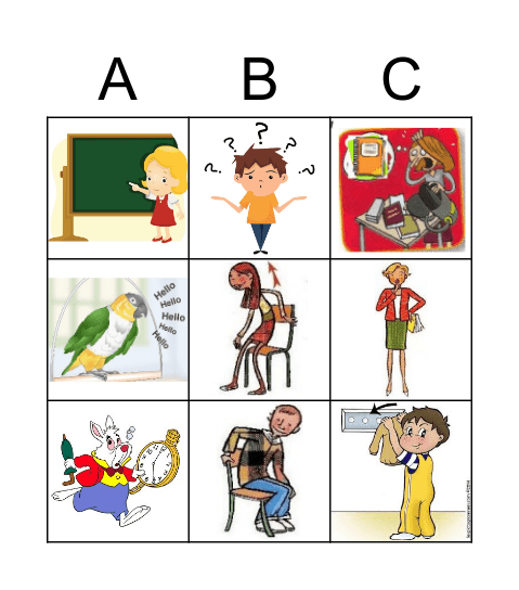 Classroom English Bingo Card