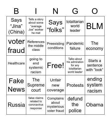 The Debate Bingo Card