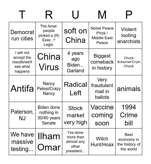 TRUMP Bingo Card