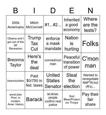 BIDEN Bingo Card