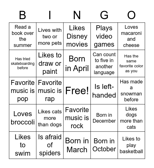 Untitled Bingo Card