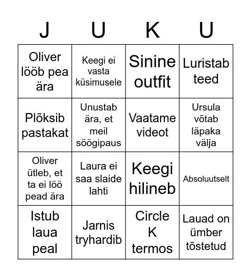 Ühiskonna bingo Card